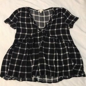 Stevie Hender size L peplum baby doll plaid blouse